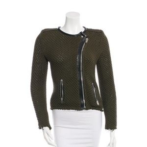 IRO
Green 'miali' Olive Cotton & Leather Moto Sweater Jacket